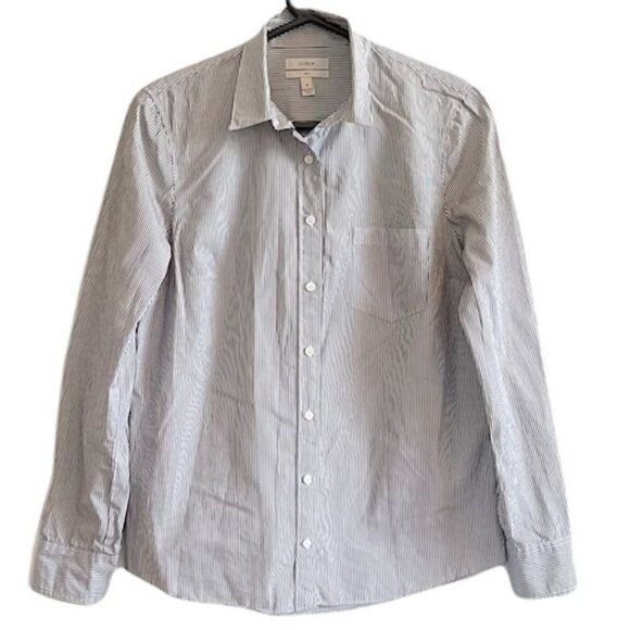 J.Crew Boys Dark Blue Striped Button Down - Size 6 - Picture 1 of 6